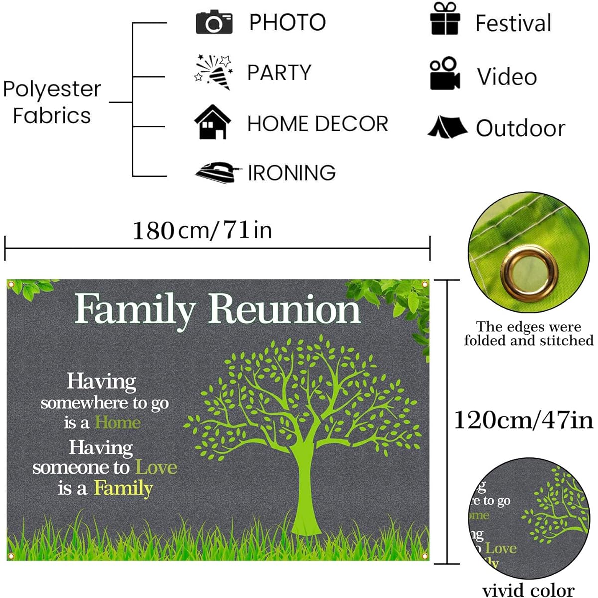 Family Reunion Backdrop Banner - Family Tree Photo Booth Props - 6x4ft Family Background for Moving In/Adoption/Family Reunion Party Decorations