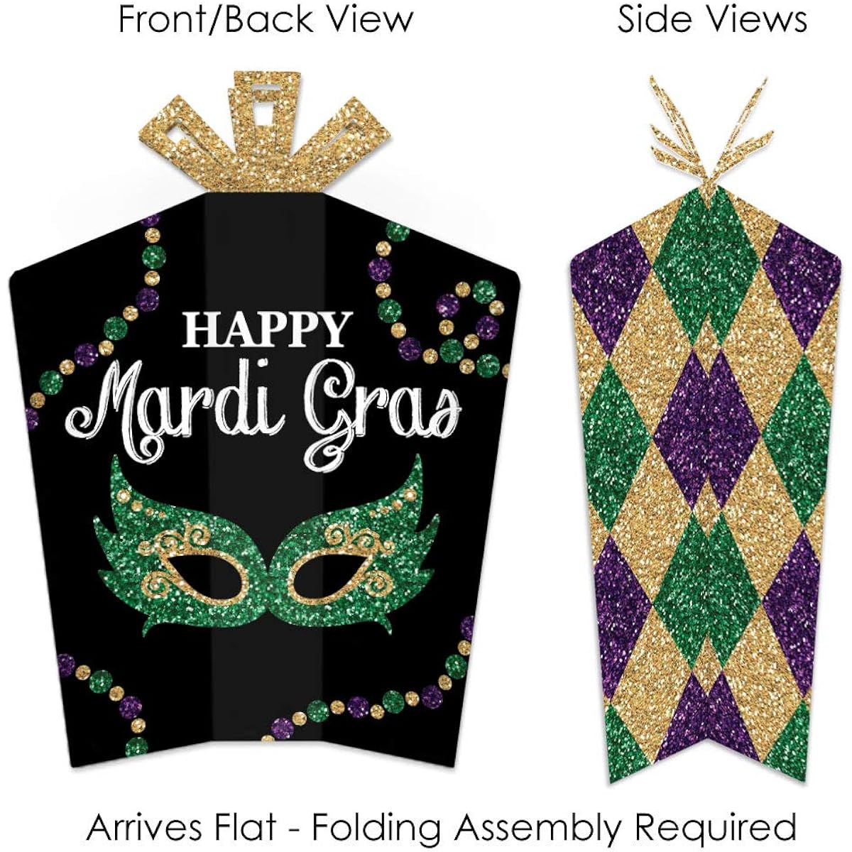 Big Polka Dots of Happiness Mardi Gras – Table Decorations – Masquerade Party Fold & Flare Centerpieces – 10 Pieces