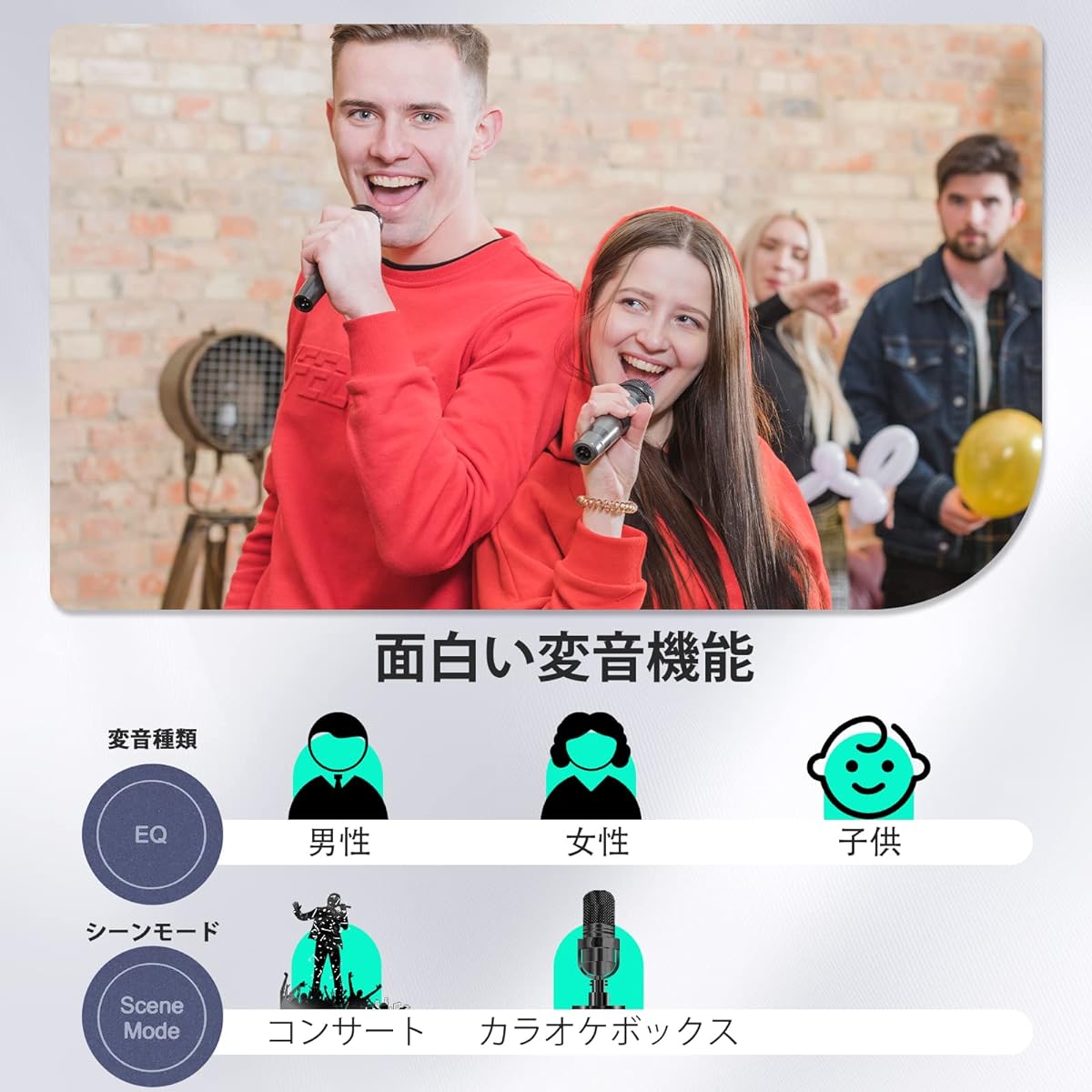 Karaoke machine [2024 latest touch type, 5 functions in one, 2 microphones included] Karaoke microphone Karaoke machine Singing Machine Professional karaoke Karaoke Karaoke Microphone with Accompaniment Function Home KTV Party