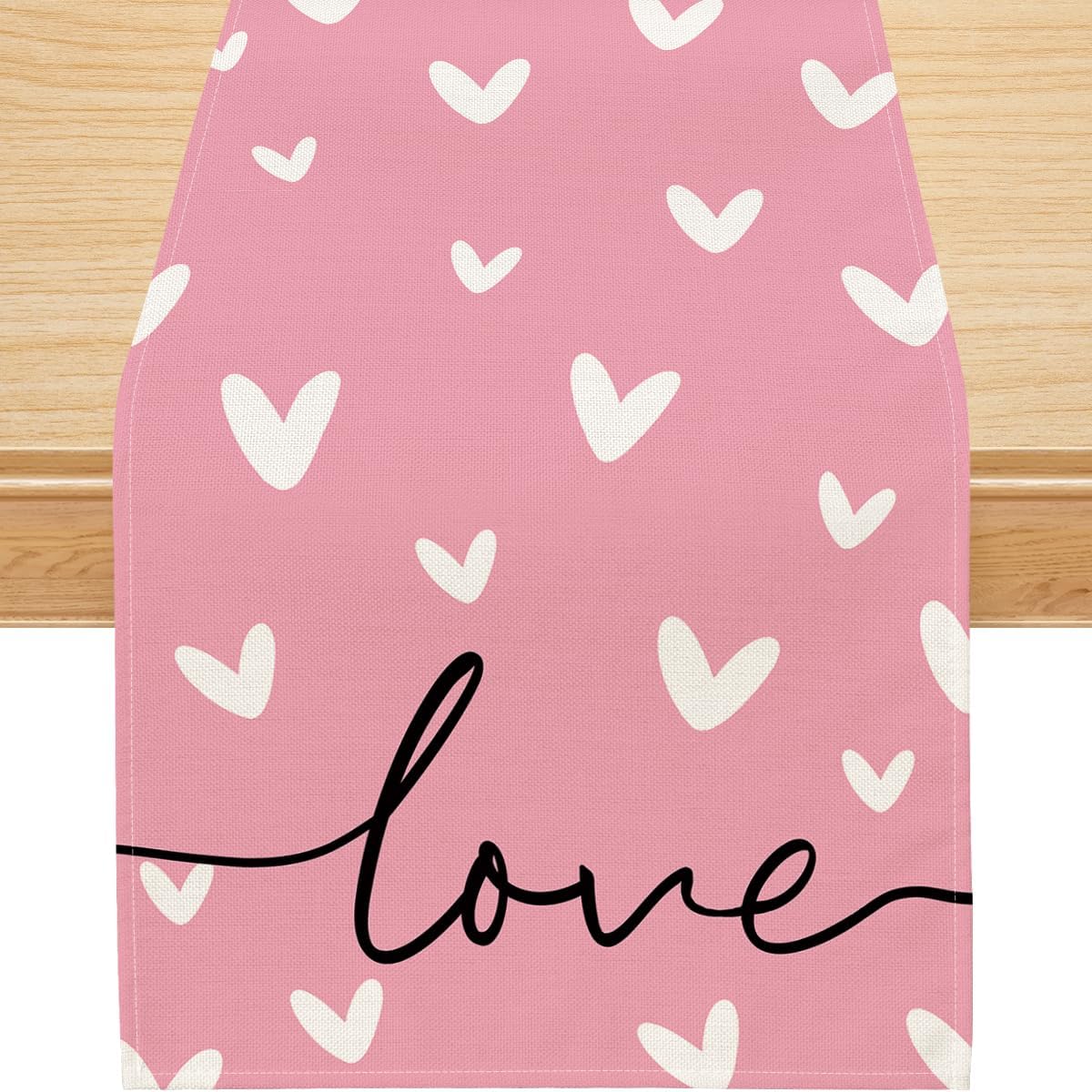 Siilues Valentine Table Runner Sweetheart Valentine's Day Decorations Pink Valentine Runner for Table Seasonal Sweet Holiday Decor Indoor Outdoor Dining Table Decorations (13" x 36")