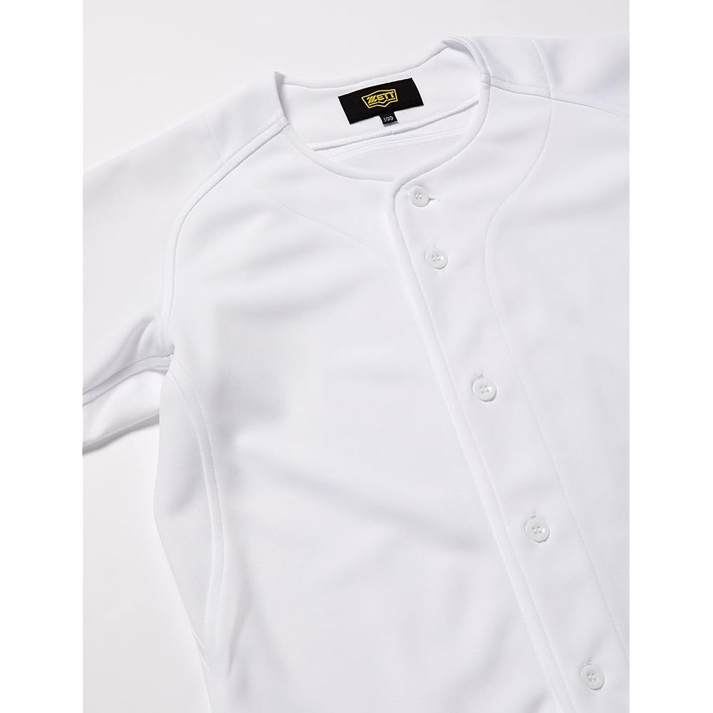 ZETT Youth Baseball Uniform Mechapan Junior Knit Full Open Shirt White (1100) 150 BU2281S