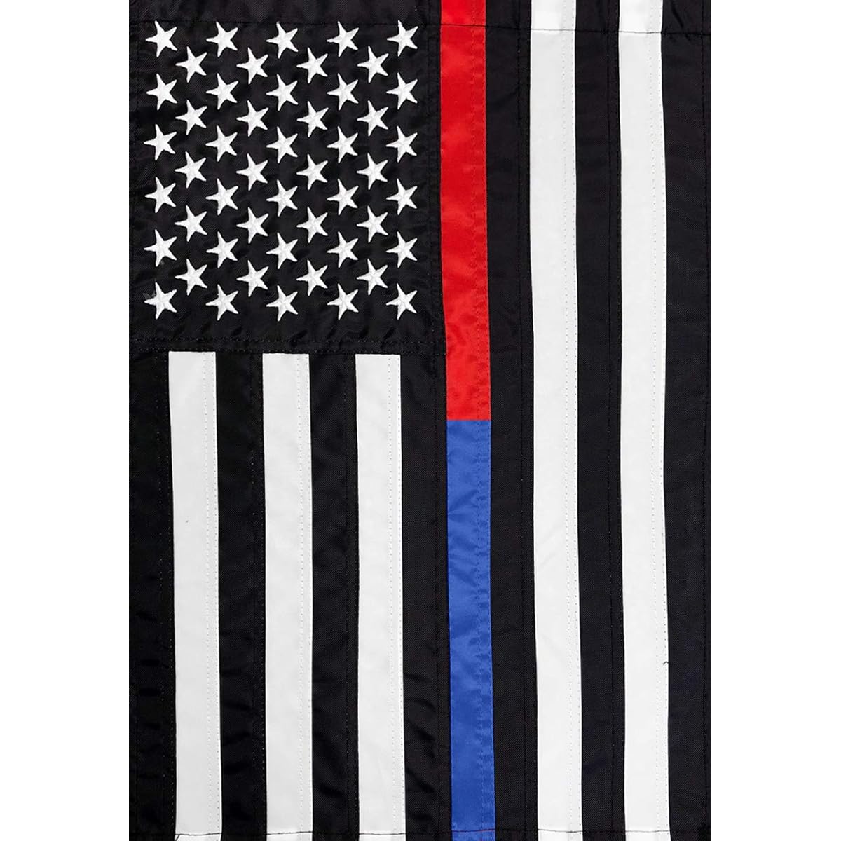 Thin Blue & Red Line Applique & Embroidered House Flag Police Fire Department 28"x50"
