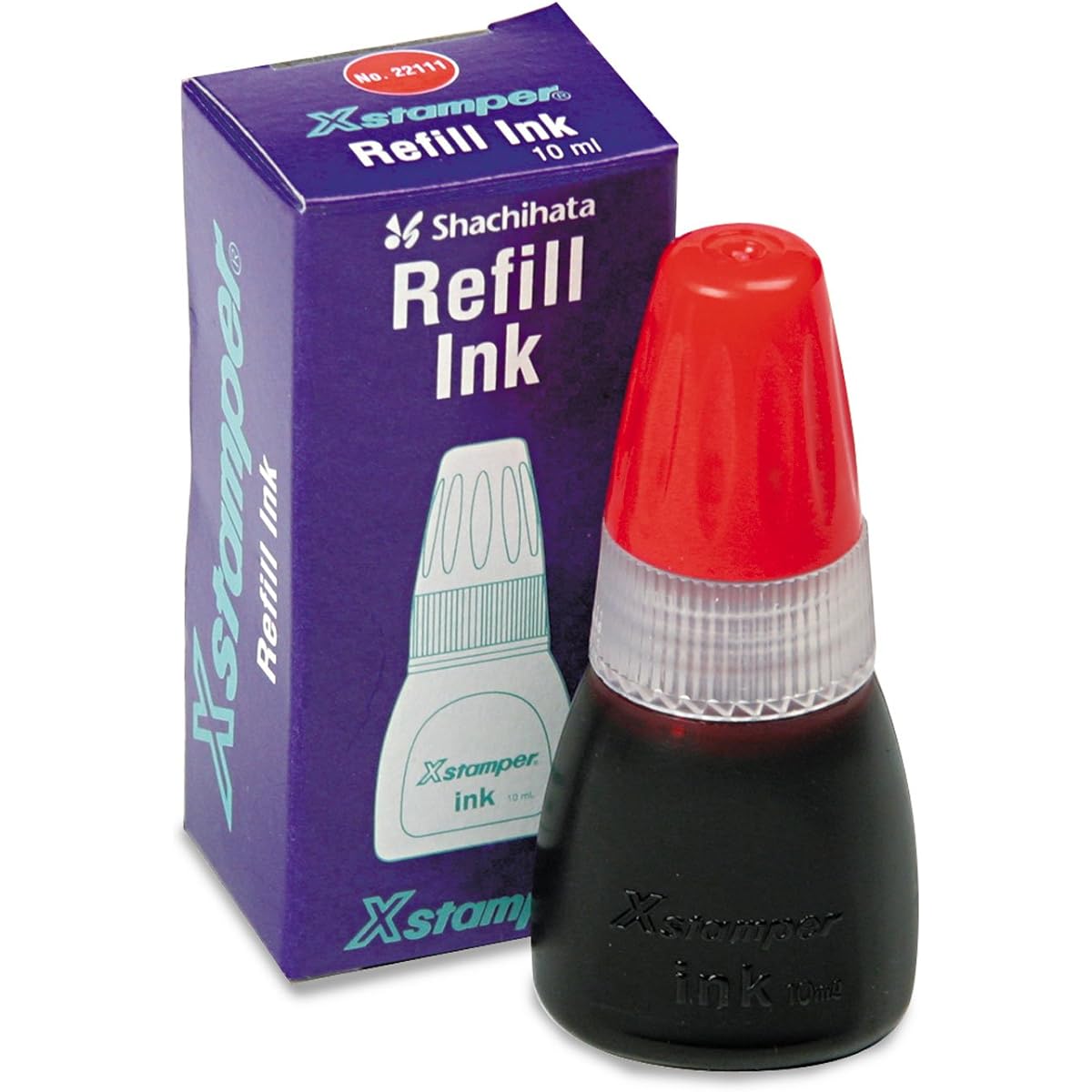 Shachihata 22111 Refill Ink for Xstamper Stamps 10ml-Bottle Red