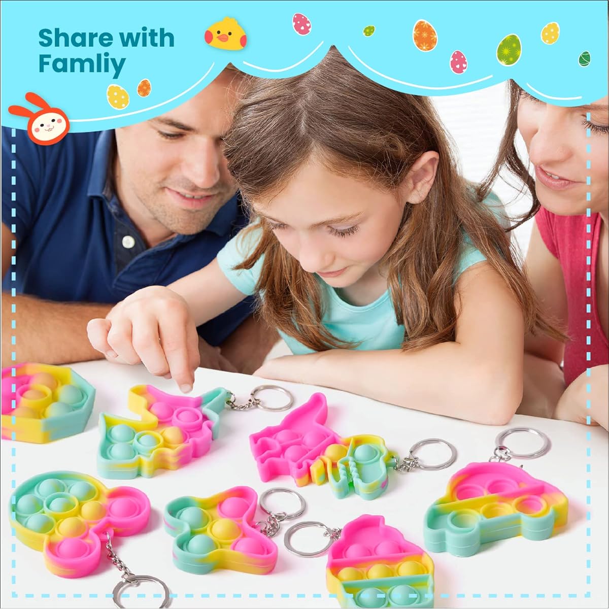 FUN LITTLE TOYS 24pcs Bubble Poppers Fidget Toys Easter Eggs 24pcs Popping Bubble Fidget Toys Toddler Sensory Stress Toys Bulk Easter Basket Stuffers Party Favors Gifts