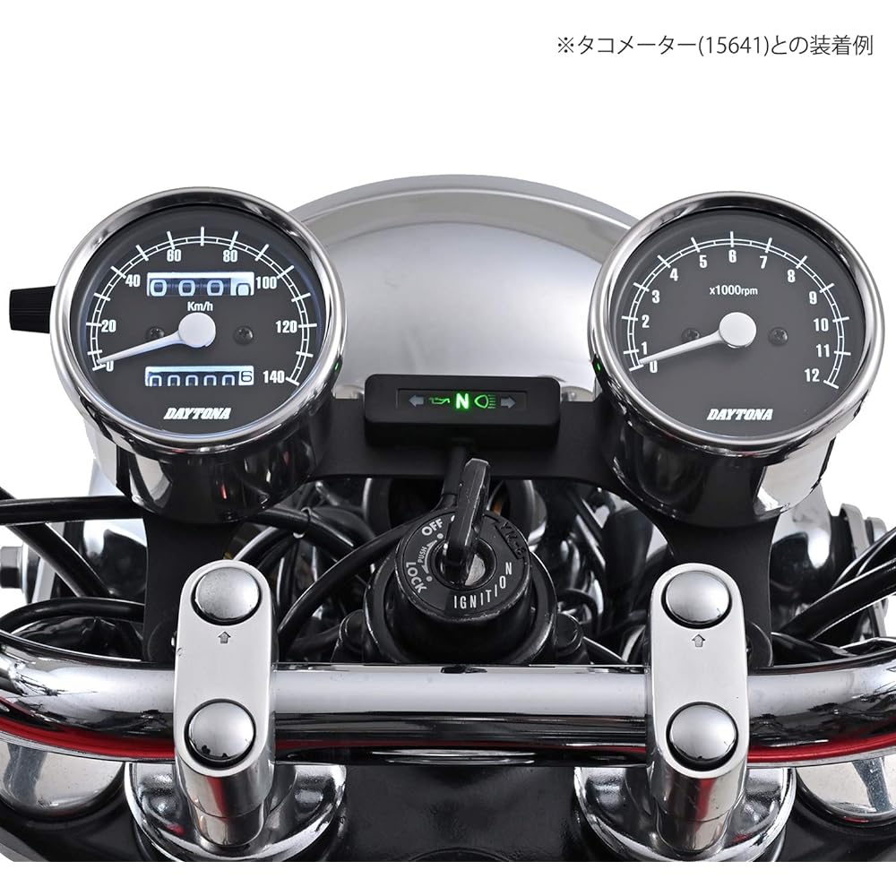 Daytona Motorcycle Mechanical Speedometer Stainless Steel Body/Black Panel/White LED φ60 140km/h Display 15633