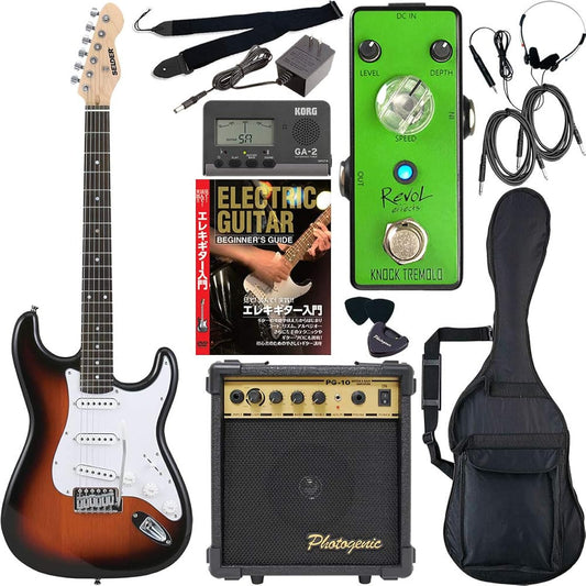 SELDER ST-16/SB electric guitar, Stratocaster type, Sakura Gakki original, Revol effects introductory set [Tremolo KNOCK TREMOLO/ETR-01]