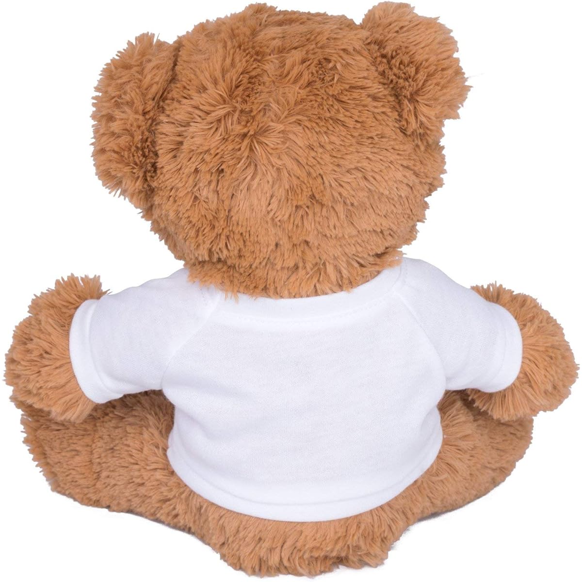 TEESANDTANKYOU Cute Custom Teddy Bear with Custom Text: 8" Brown Teddy Bear Valentine's Day Plush Animal White Shirt YT