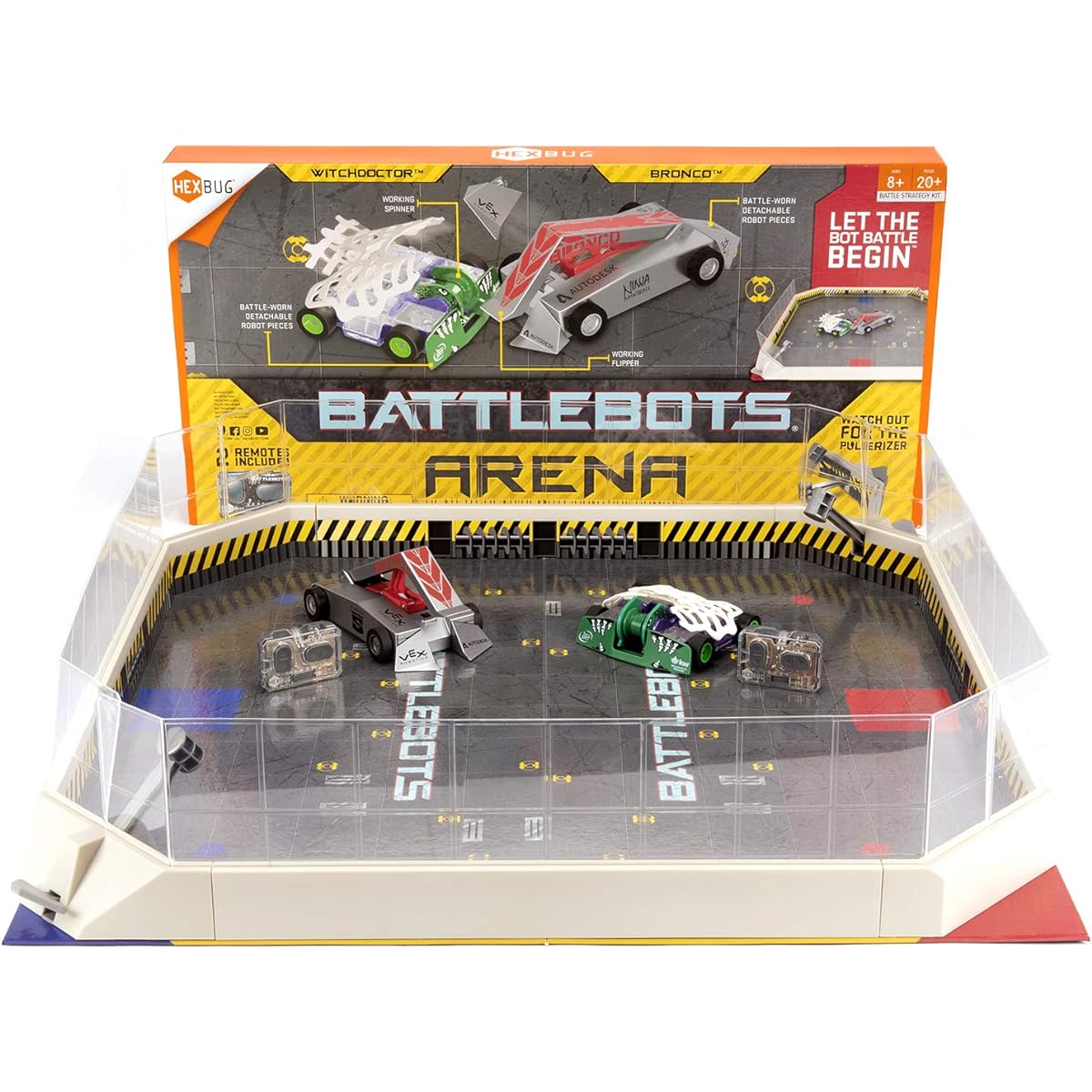 HEXBUG BattleBots Arena Bronco & Witch Doctor - Battle Bots with Game Board and Accessories - Remote Control Toy for Kids - Hexbug Robot Playset