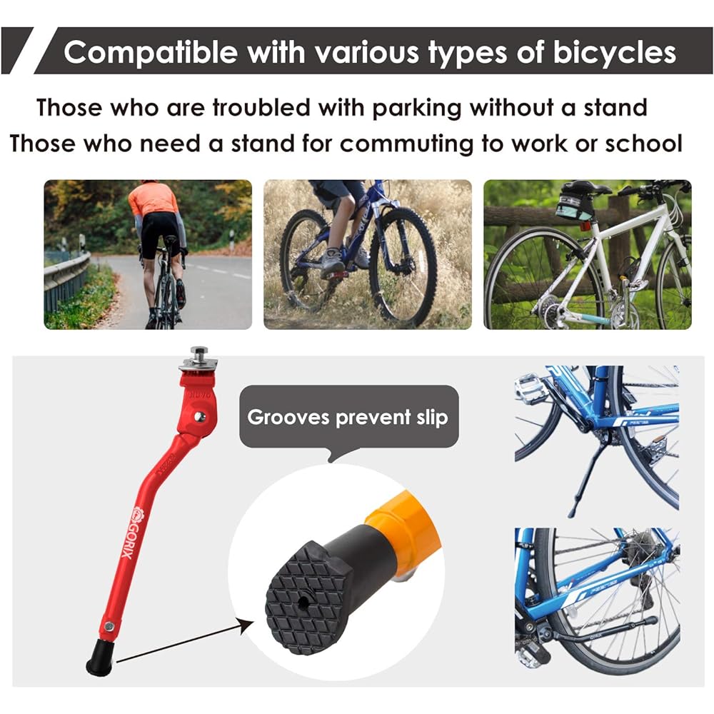 GORIX Smart Bicycle Kickstand Center Stand Lightweight [Compatible with Road Bikes, Cross Bikes, Mountain Bikes] (Flamingo) (GX-KC22AAJ-Z)