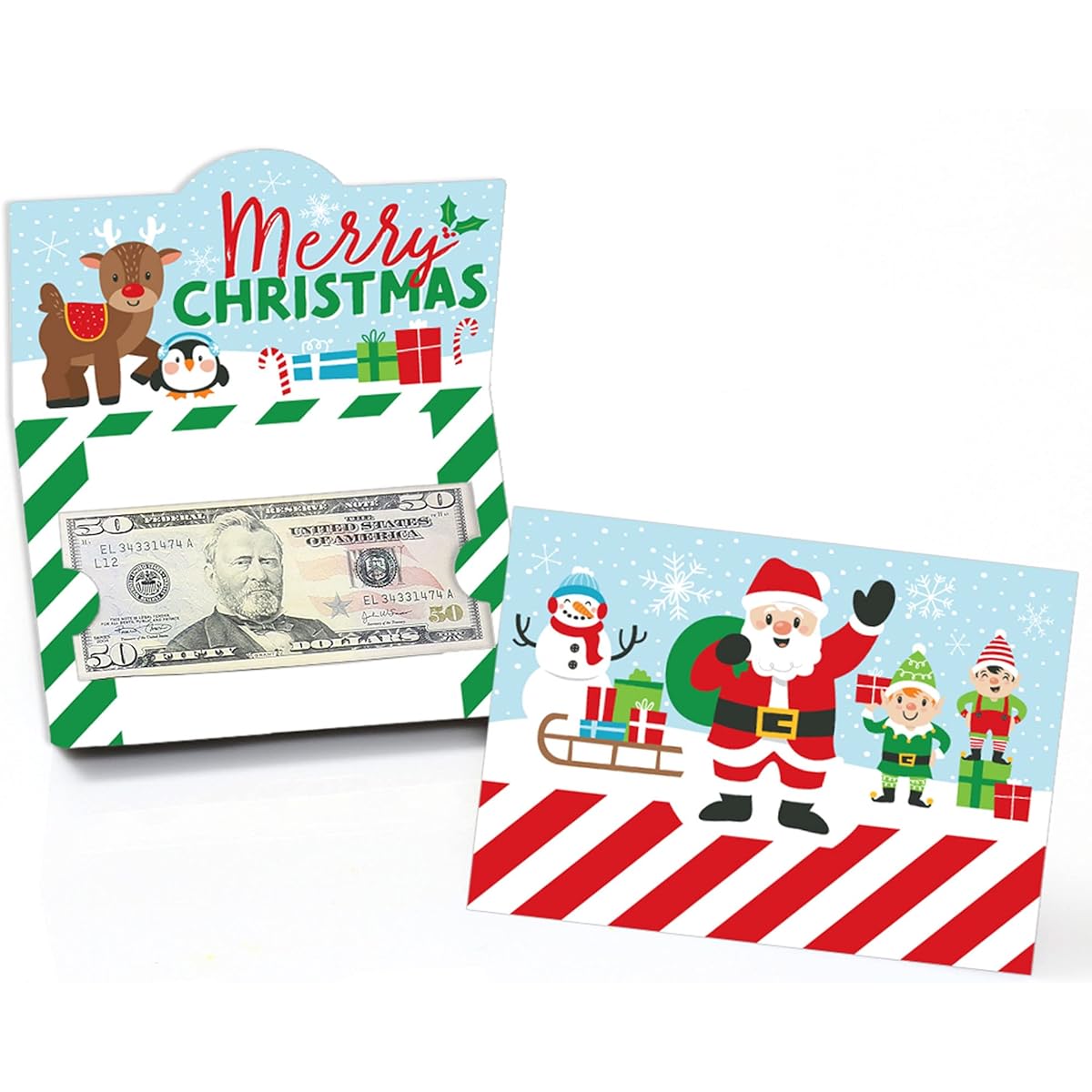 Big Dot of Happiness Very Merry Christmas Holiday Santa Claus Party Money Gift Card Holders Set of 8