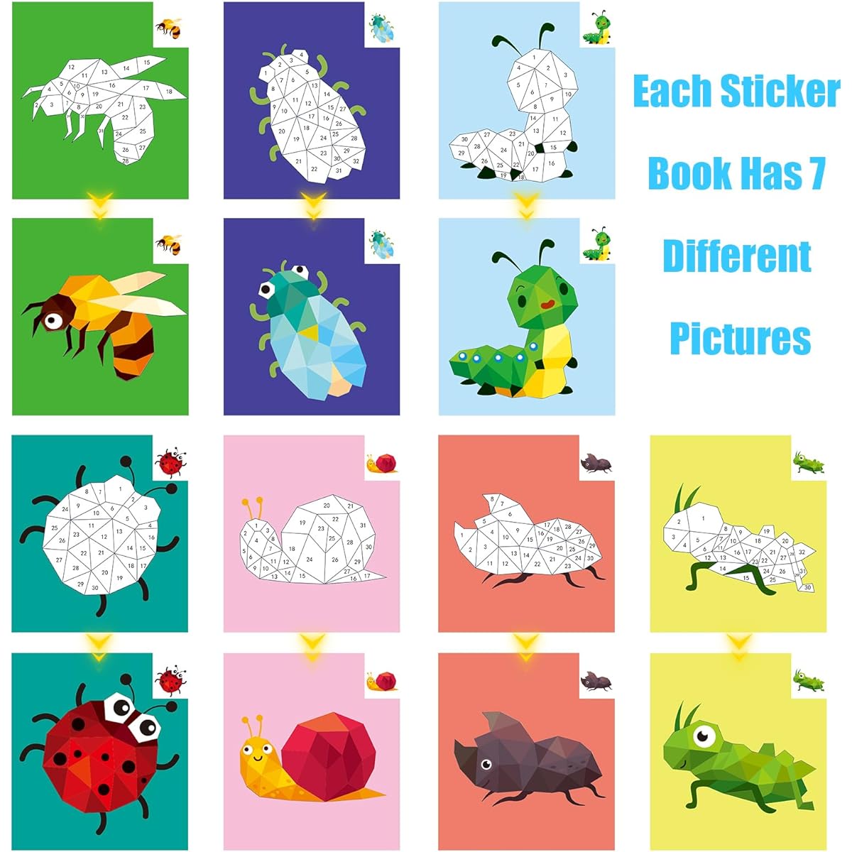 2 Pack Sticker Books for 4-8 Year Old Kids Crafts 4-8 Year Old Stickers Paint Book for Boys Girls Birthday Gifts Party Favors Travel Activity Book Set for Learning (Dinosaurs + Insects)