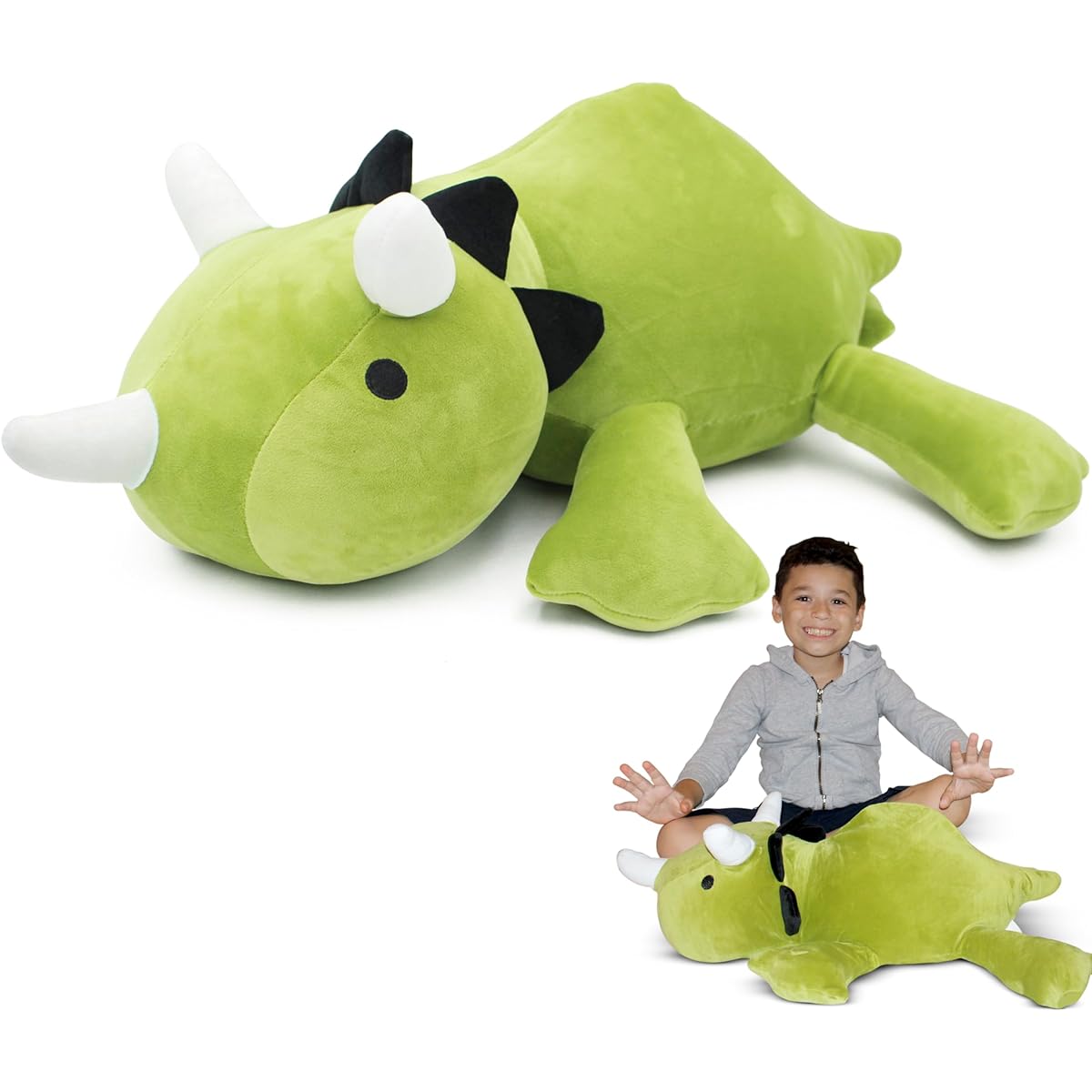 ALOHABLISS Weighted Dinosaur Plush 3.5 lbs - For ages 5 and up - Soft and Cuddly Stuffed Animal - 23.6" Throw Pillow for Relaxation - Green