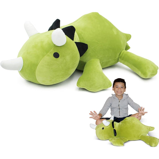 ALOHABLISS Weighted Dinosaur Plush 3.5 lbs - For ages 5 and up - Soft and Cuddly Stuffed Animal - 23.6" Throw Pillow for Relaxation - Green