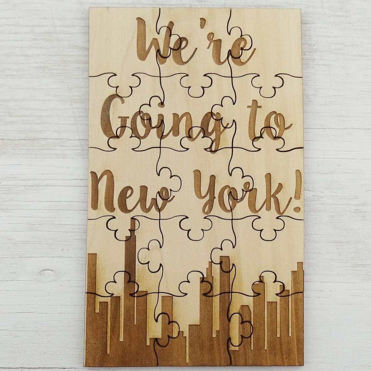 We're Going to New York Basswood Jigsaw Puzzle 15 Piece Surprise Vacation New York Travel Reveal