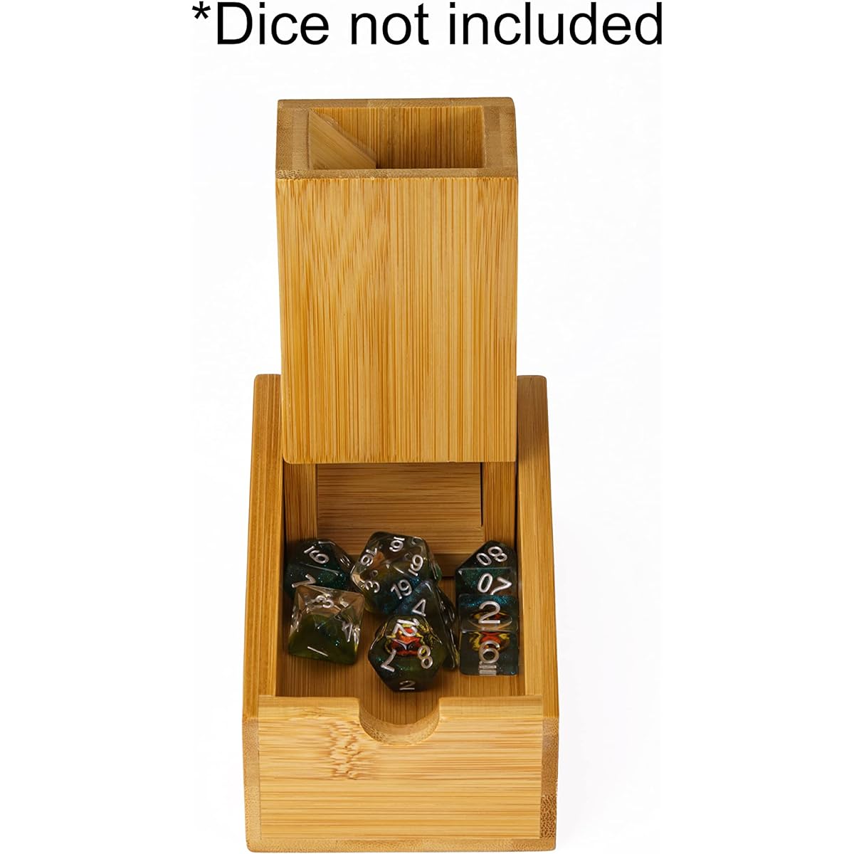Cusdie Bamboo Dice Tower Foldable Wooden Die Roller Castle Rolling Case Dungeons & Dragons Board Game D&D RPG (No Logo)