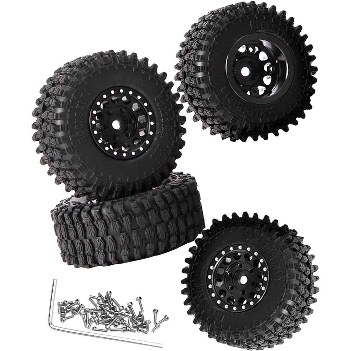 hopsupRC RC Wheel Tires for 1/18 Traxxas TRX4M Hex Detachable Replacement Desert Tires Snow Tires RC Truck Tires 4pcs Black