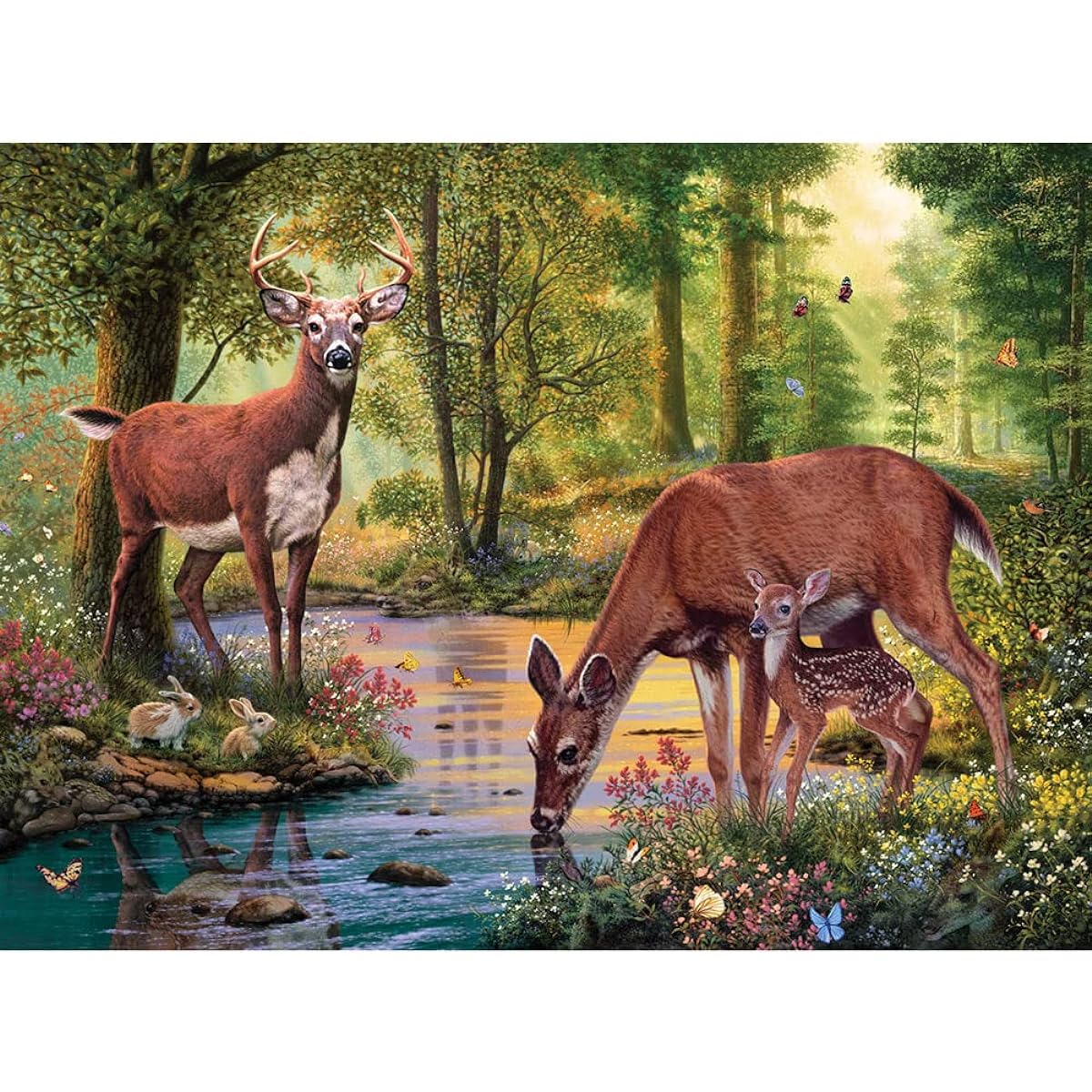 Bits and Pieces - Set of Two (2) 1000 Piece Jigsaw Puzzles for Adults - Getting Chilly Out, Bringing Home Supper - 1000 pc Autumn Fall Leaves Jigsaws by Artist Larry Jones