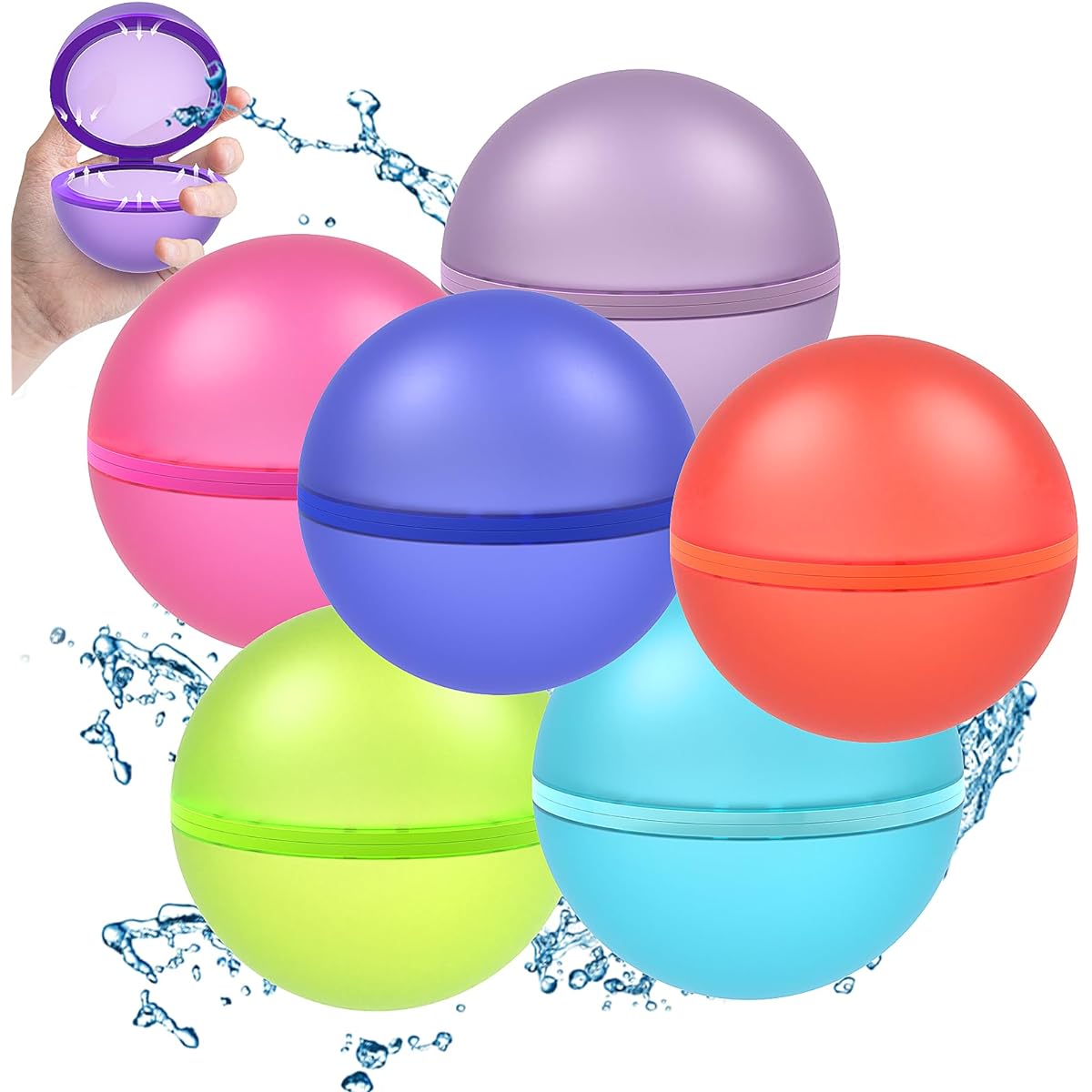 6Pcs Quick Fill Reusable Water Balloons for Kids Summer Water Pool Beach Games Toys