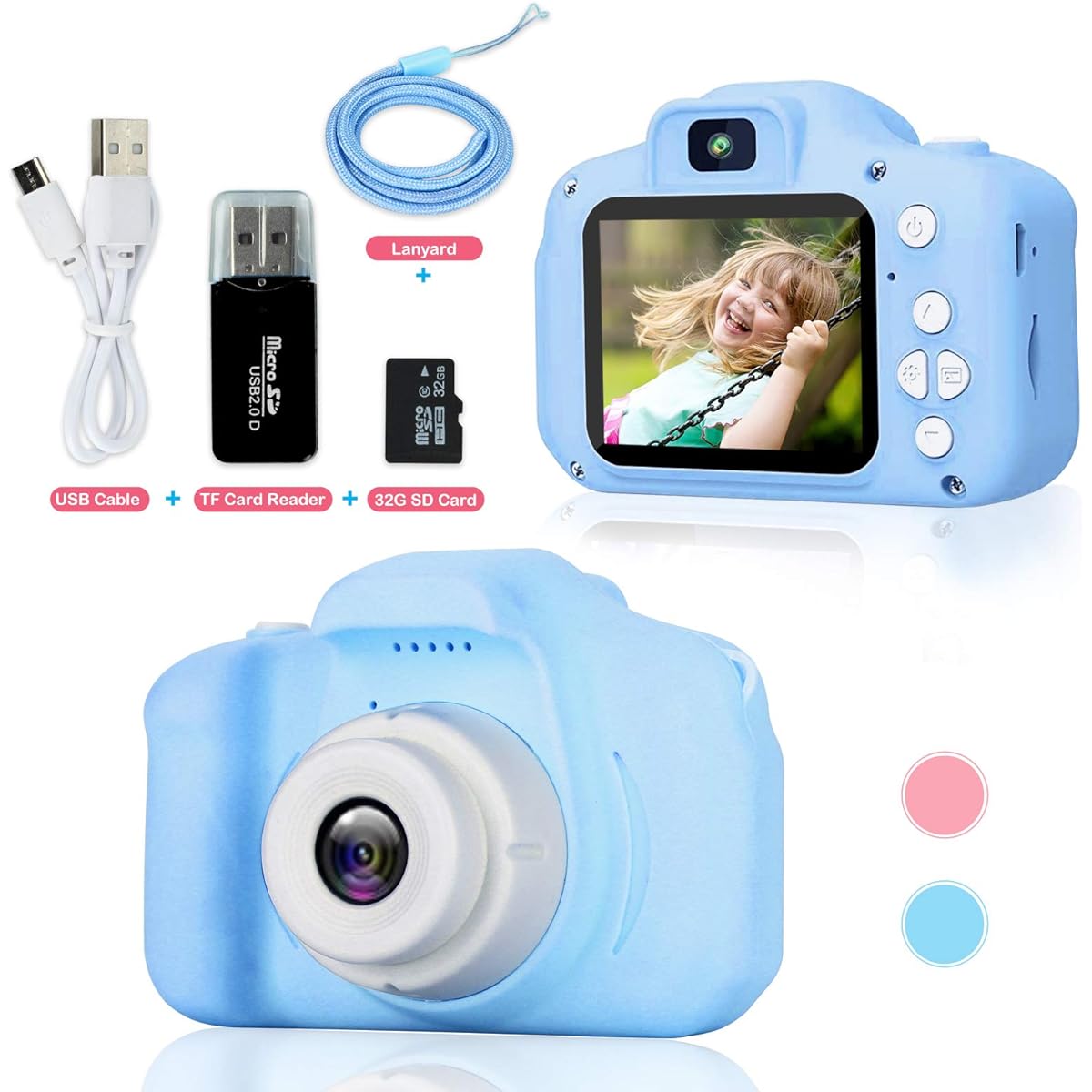 OUPUSES Upgraded Kids Camera for Toddlers Christmas Birthday Gifts for 3-9 Year Old Girls and Boys HD Digital Video Camera Mini Play Camera for 3 4 5 6 7 8 9 Year Old Boys with 32GB SD Card