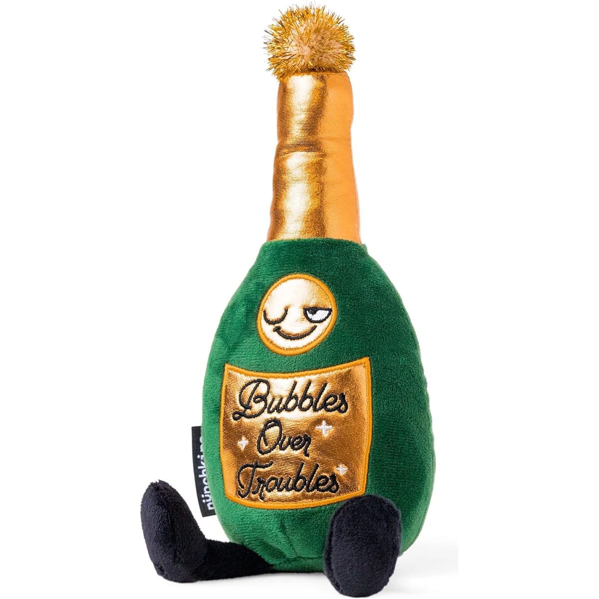 PUNCHKINS - Bubbles Over Troubles Plush Champagne Bottle - Funny White Elephant Gag Gift for Friends