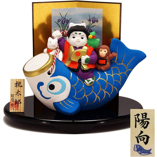 Osaka Choseido May Doll Compact Mini Carp Streamer for Indoor Use Mini Ceramic Personalized Wooden Tag Bonus (Sent Separately) Momotaro Successful Carp
