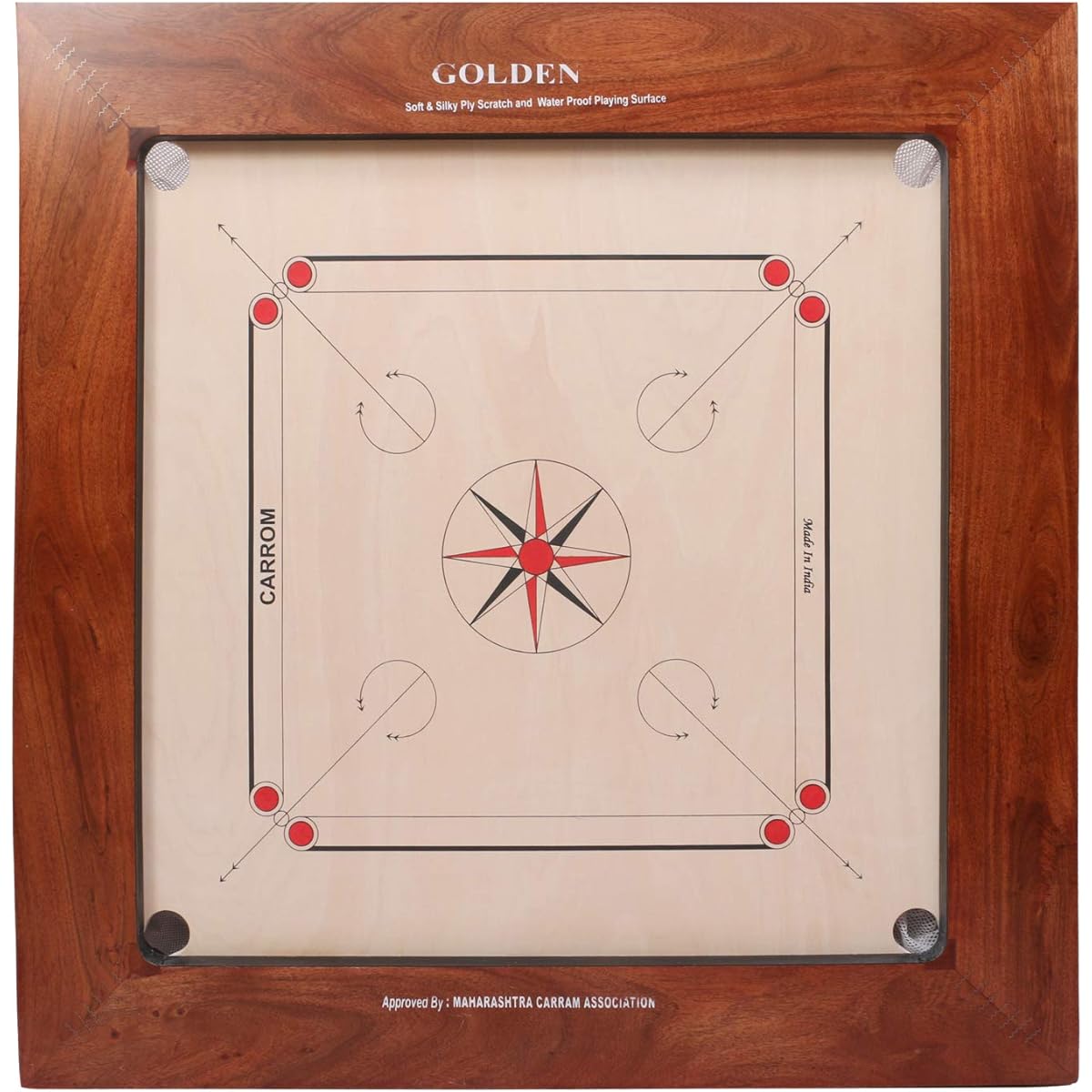 KD Golden Carrom Board Antique Indoor Board Game Approved by Indian Carom Federation & Maharashtra Carom Association (16mm, Champion)