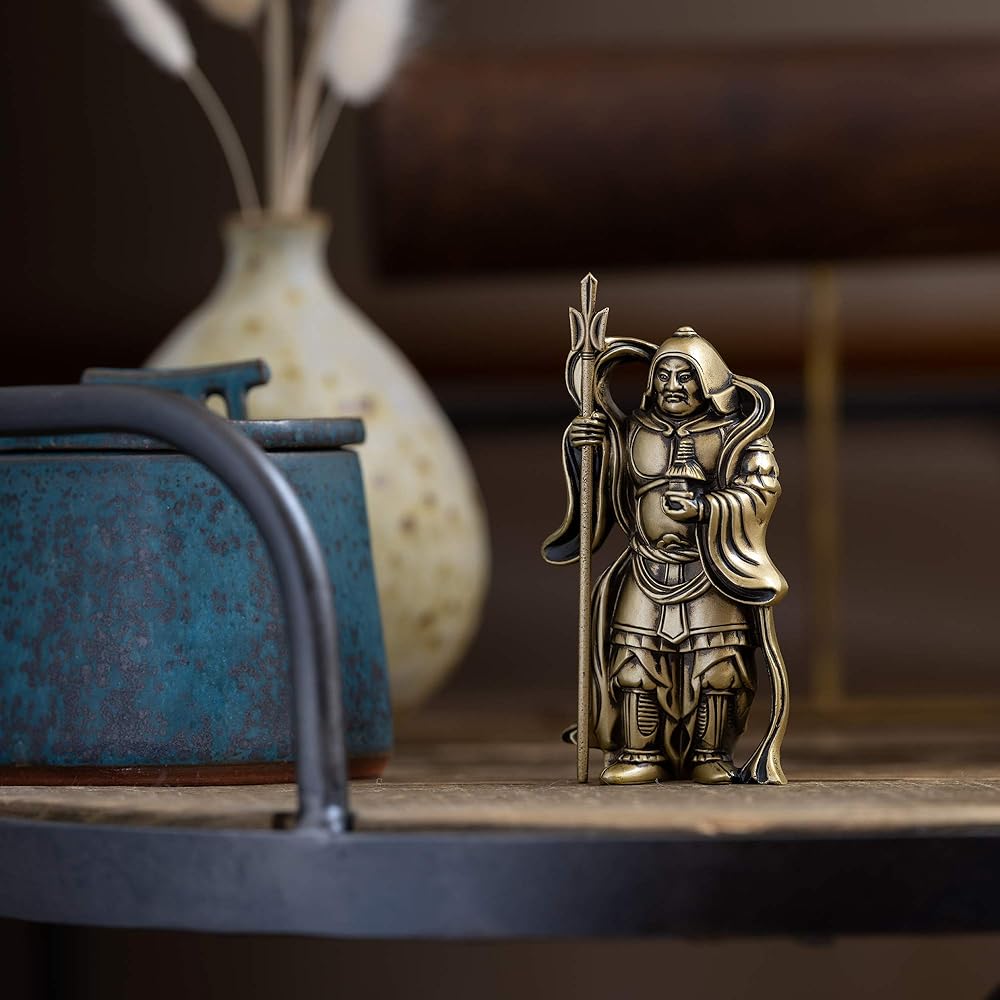 Seven Lucky Gods of Good Luck Bishamonten Silky Gold Buddhist sculptor: Hideun Makita Prototype_Kobiki Buddha Statue Ornament Takaoka Copperware (Bishamonten 7F)