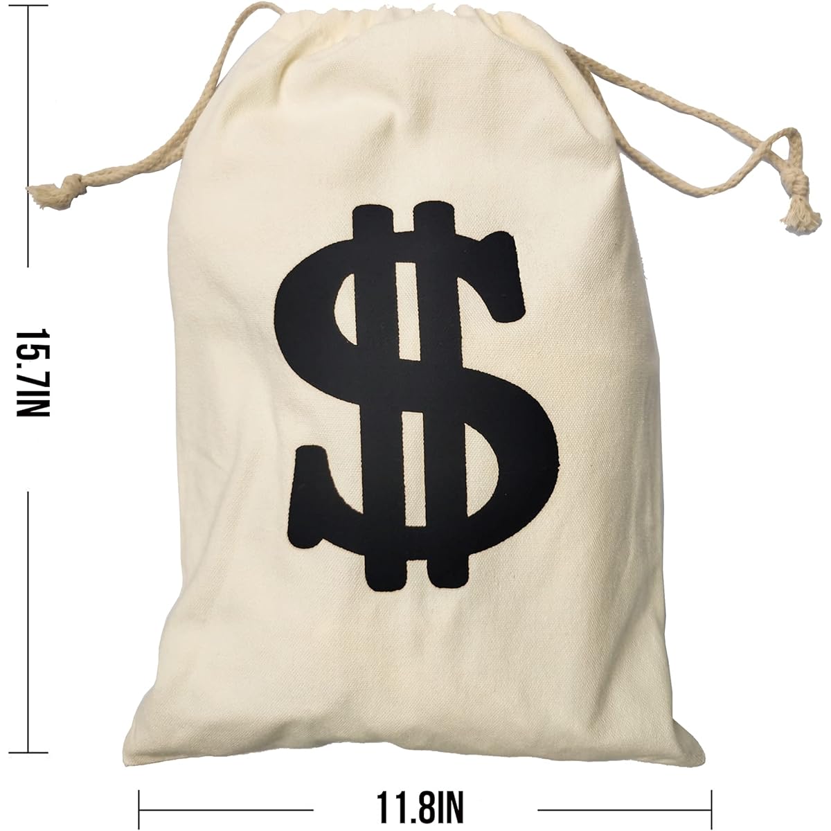 Eylola 4 Pack Money Bags, Money Bags for Party Decorations, 11.8 x 15.7 Inch Money Bags Robber Costume Money Bag Dollar Sign Carry Sack Toy Party Favors for Bank Robbery Pirate Cowboy Cosplay Theme Party