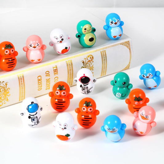 60 Pieces Mini Animal Tumbler Toy Set Kids Party Favors Right Handed Doll Fidget Toy Cute Tumbler Toys Rolly Poly Free Standing Doll Tumblers Bulk Toys for Boys Girls Classroom Giveaways Pinata Fillers
