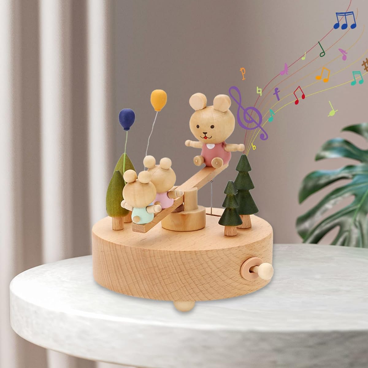 Sinzyo Music Box Wooden Music Box Animal Collection Souvenir Birthday Gift Valentine's Day Gift Also great as a gift to decorate your room. (Seesaw, Song: Castle in the Sky)