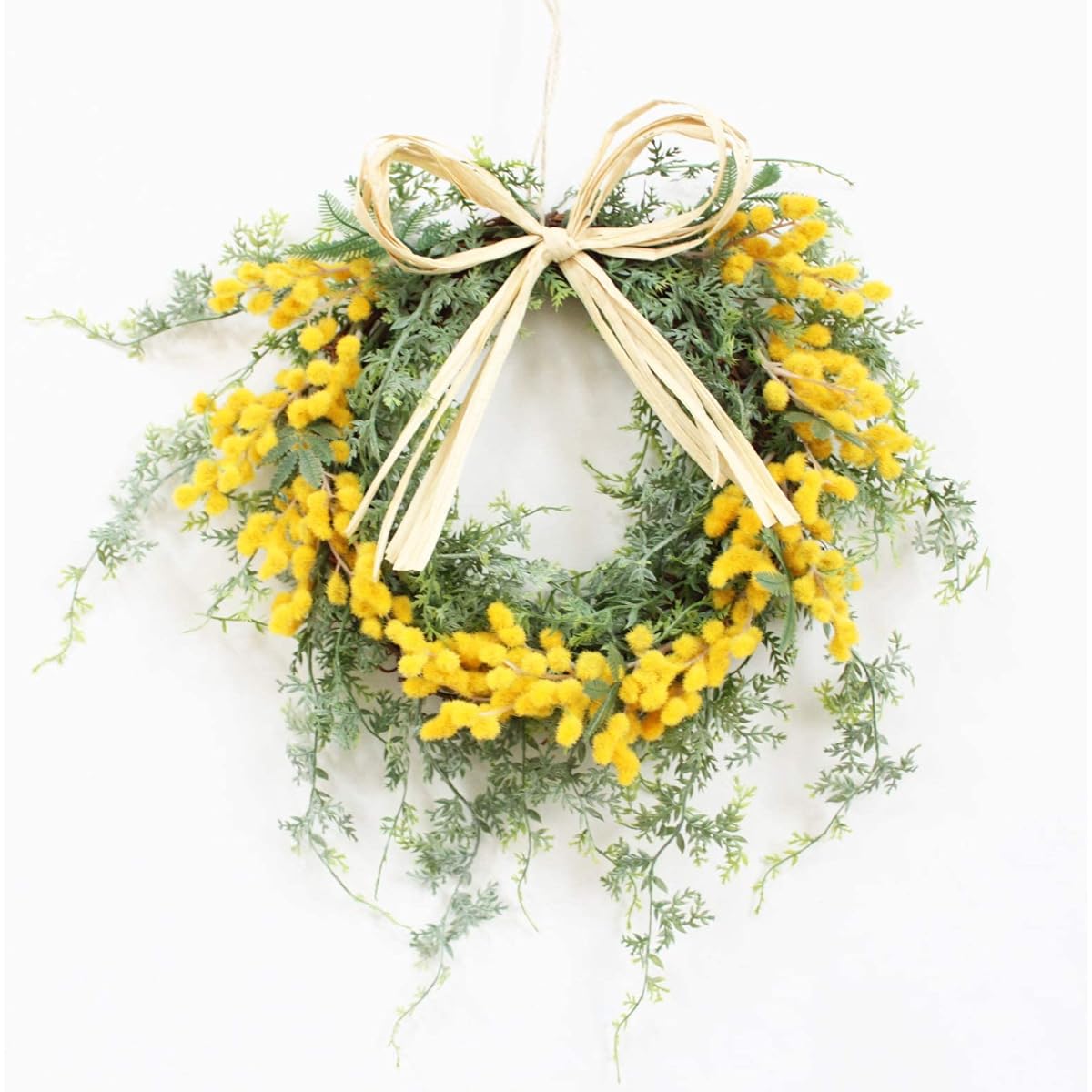 Wreath Artificial Flower Mimosa M Size Artificial Flower Handmade Entrance Decoration Wall Hanging