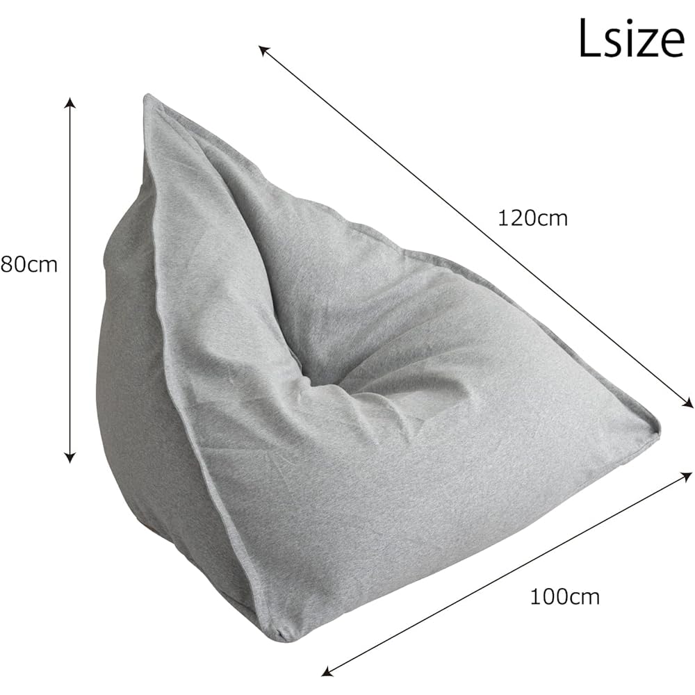 Flex Sales Bead Cushion Made in Japan Calm Triangle Bead Sofa Sweatshirt Light Gray L Size TAG-100