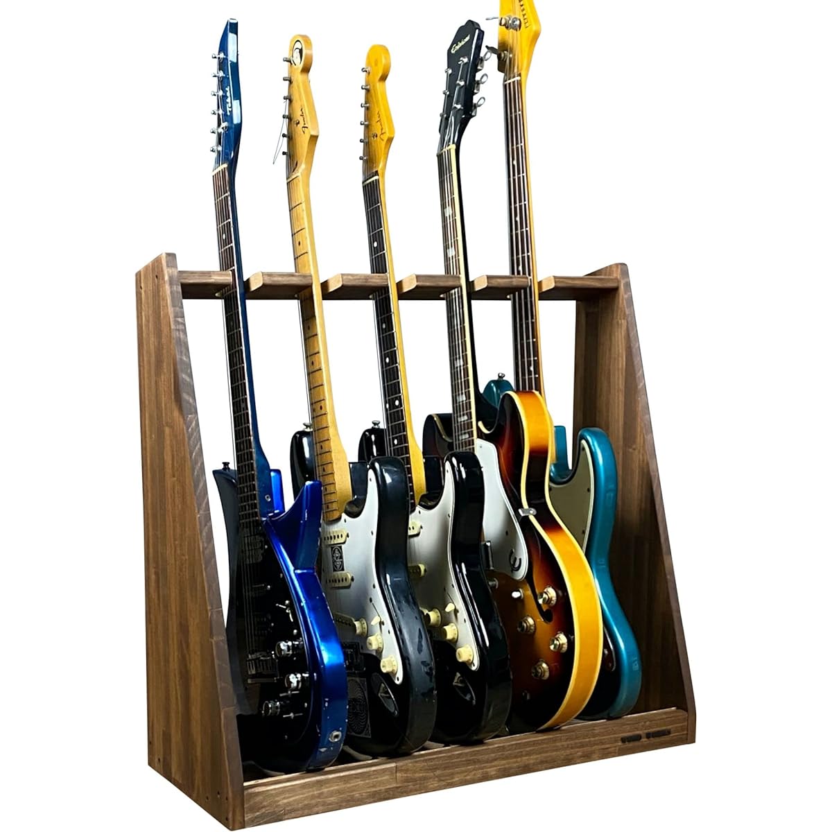 WOODWORKS Made in Japan Guitar Stand for Electric Guitar, 5 Pieces (Brown)