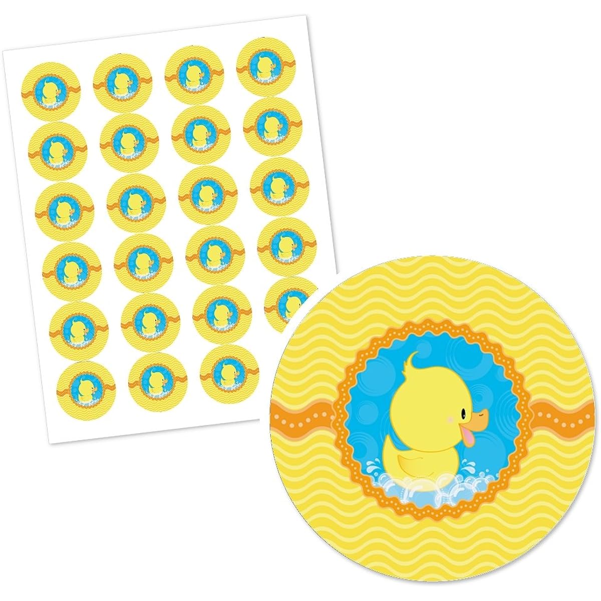 Ducky Duck - Party Circle Sticker Labels - 24 Sheets