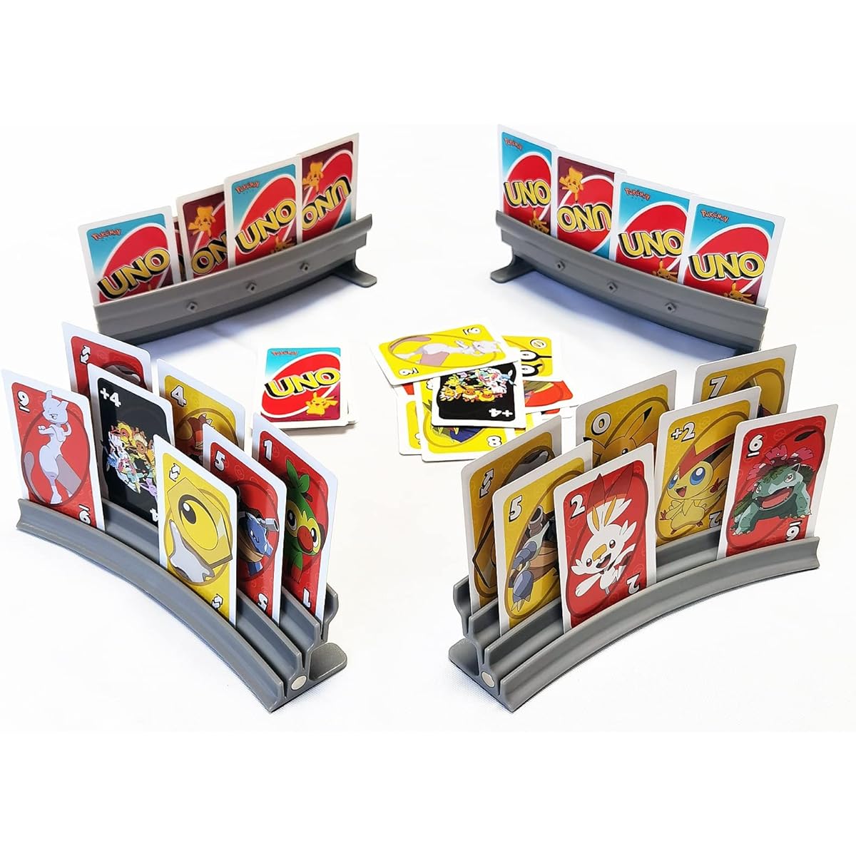 BRADYS HOUSE - Set of 4 Expandable Plastic Playing Card Holders (Grey) Card Holders for Card Games