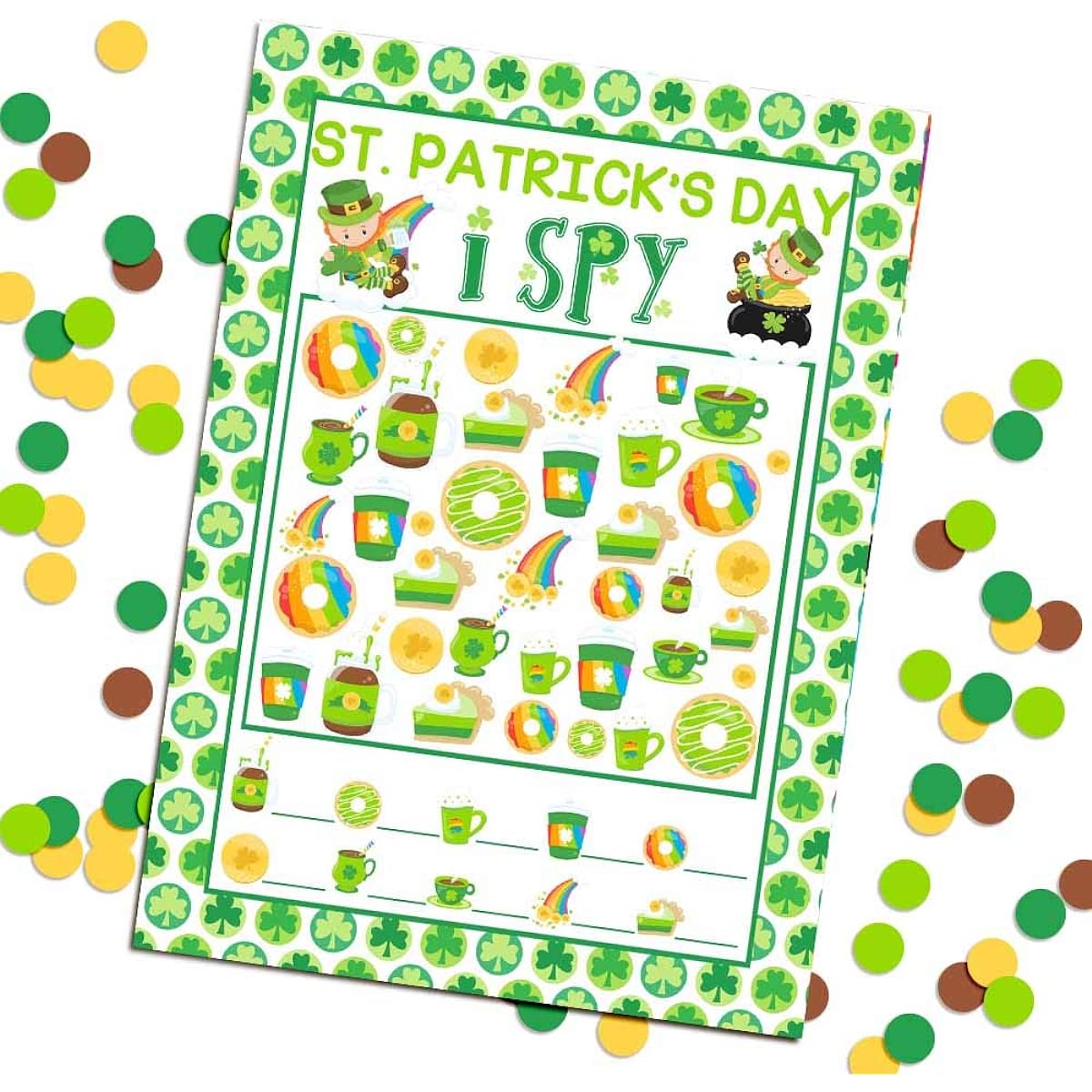 AmandaCreation St. Patrick's Day Spy Holiday Activity Cards - 10 4" x 5.5" Blank Cards