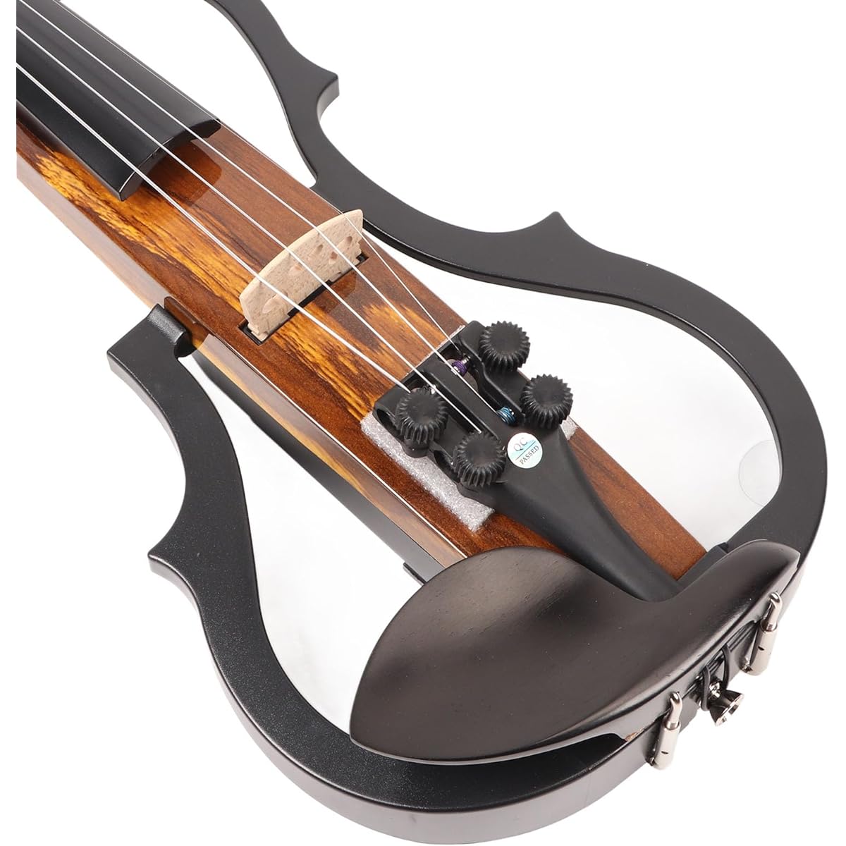 MOUMOUTEN 4/4 Electric Violin Kit: Dark Woodgrain Carbon Fiber - Silent Full-Size Violin for Beginners and Performers, Amplified with Built-in Pickup