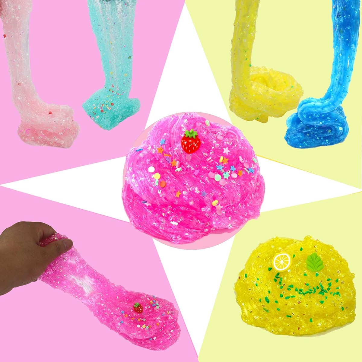 Glimmer Slime Crunchy Slime Kit with Shiny Glitter Slime Non Sticky Soft Slime for Girls and Boys Party Favors Birthday Gifts 8 Pack