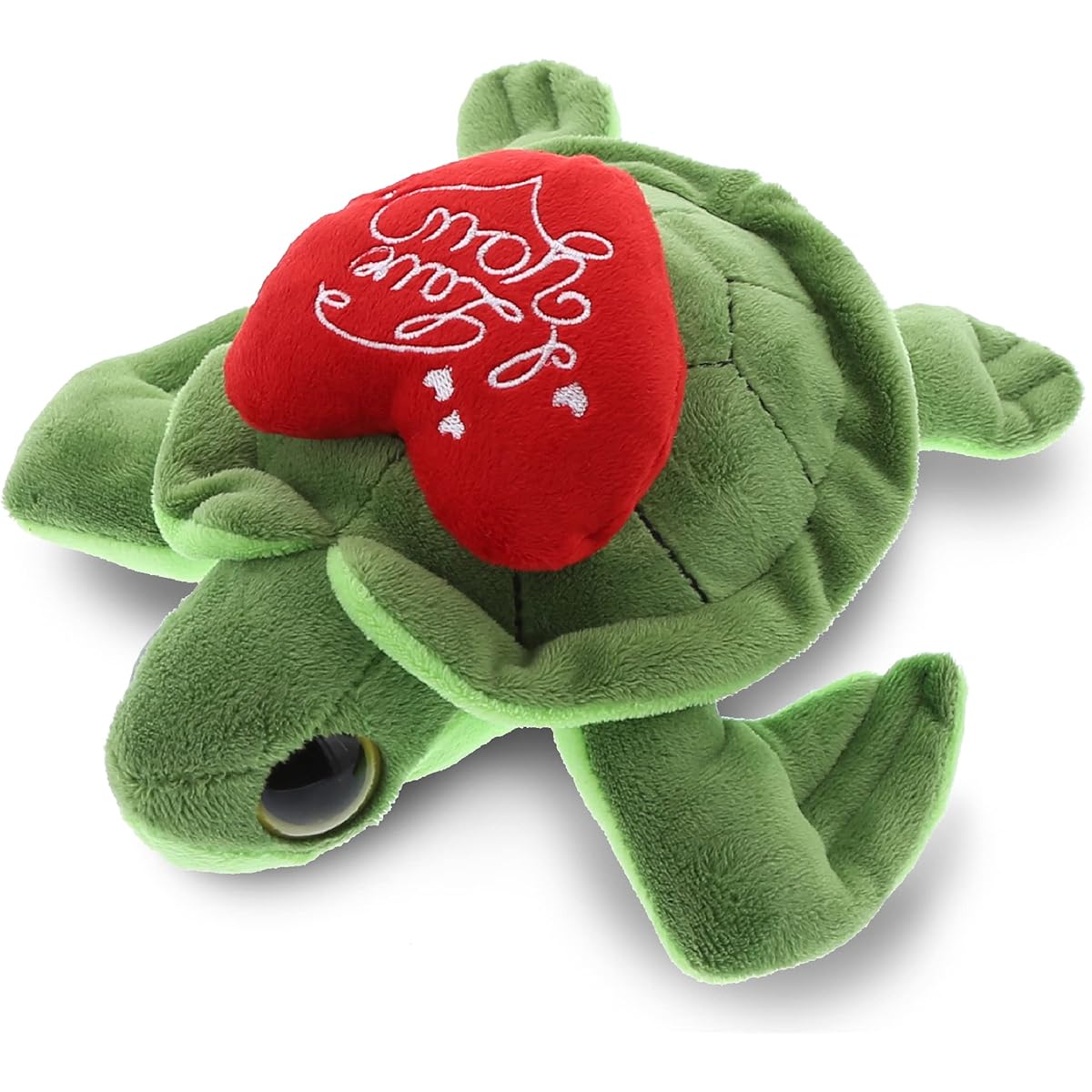 DolliBu I Love You Valentine Plush Big Eye Sea Turtle - Cute Soft Cuddly Animal Red Heart Stuffed Animal for Valentine's Day Birthday Gift, Anniversary, Romantic Date - 6 Inch