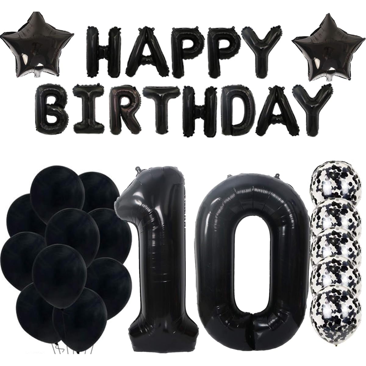 10th Birthday Decorations Party Supplies Black Big Number 10th Birthday Party Supplies Anniversary Event Decoration Sweet Party Anniversary