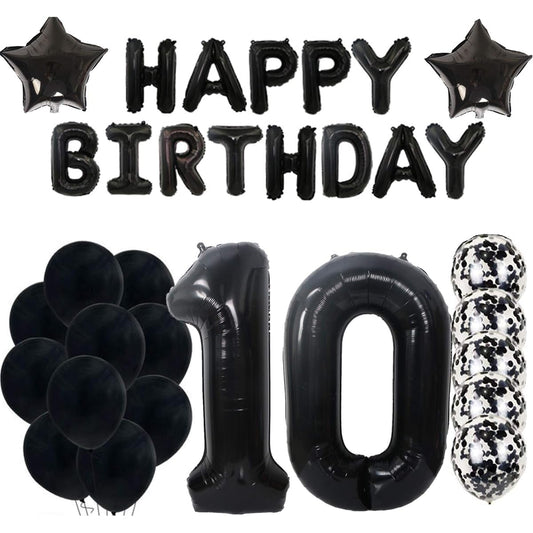 10th Birthday Decorations Party Supplies Black Big Number 10th Birthday Party Supplies Anniversary Event Decoration Sweet Party Anniversary