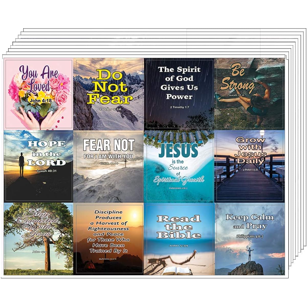 Christian Spiritual Growth Inspirational Stickers (5 Sheets) - A Variety of Colorful Stickers