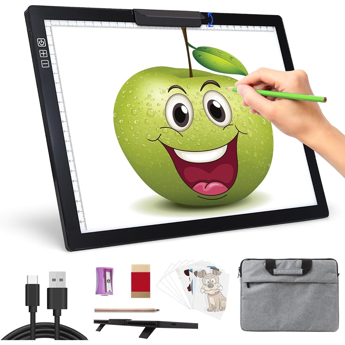 A4 Light Box for Tracing - Rechargeable Diamond Painting Light Board with Carrying Bag, 6 Level Brightness Light Table with Stepless Dimming, Battery Powered Portable Light Pad. For vinyl tracing.
