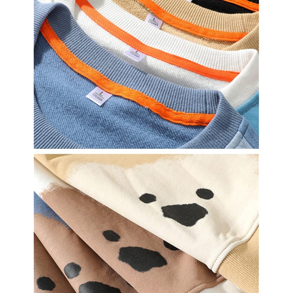 [Butrends] Men's Hoodie, Sweatshirt, Round Neck, Long Sleeve Hoodie, Spring, Autumn, Sweatshirt, Stylish, Casual, Long Sleeve, T-shirt, Cut and Sewn Top, Long T-shirt, Large Size