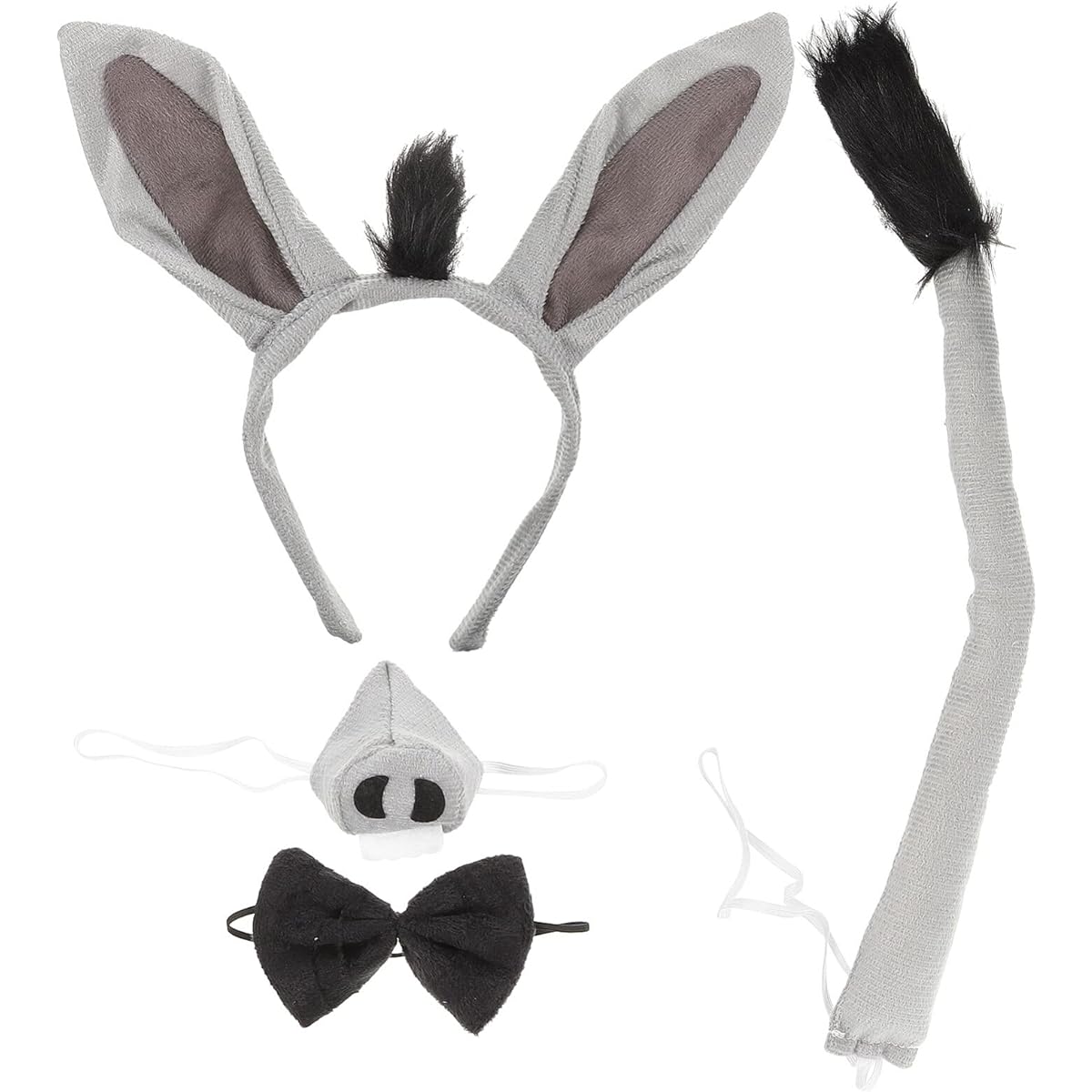 Beaupretty Donkey Headband Bow Tie Nose Costume Kit Halloween Cartoon Animal Cosplay Props Party Set