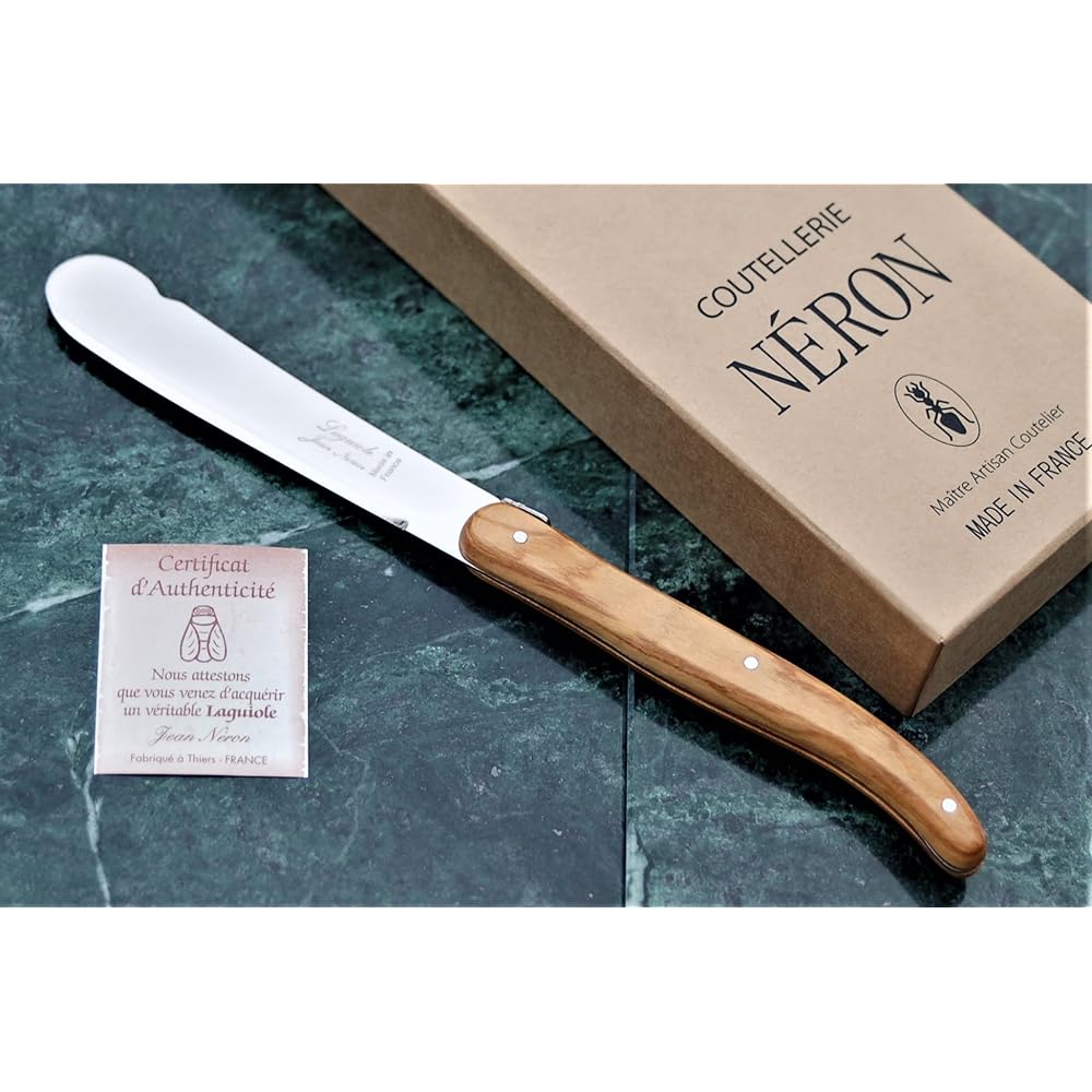 Raieur Long Jam/Butter Knife Natural Olive Pattern Spreader Gift Box Made in France NERON