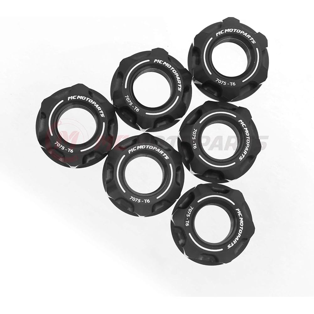 MC Motoparts SPOKE6 Billet Rear Sprocket Nut for Yamaha FZ1 Fazer 06-15 YZF R1 98-13 MT-09 13-18 YZF R6 03-15 12 13 14 Black RSNMC01BK-MC002