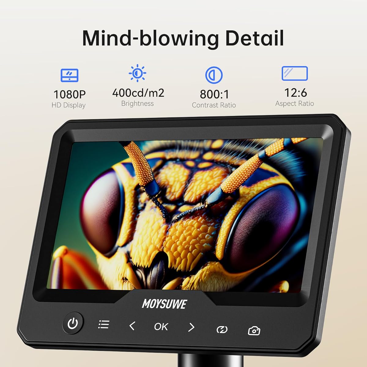 MOYSUWE LCD Digital Microscope 1200X Coin Magnifier with 7" Screen 1080P Soldering for Adults Reinforced Metal Bracket LED Light PC View Photo/Video Storage Windows/Mac 32GB Black MDM701
