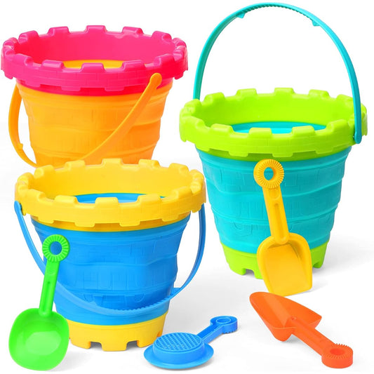2.5L Jumbo Castle Beach Sand Bucket Set Large Foldable Water Pail for Kids Aults Easy Stock Tool for Camping Travel Fishing Beach Toy Car Wash Cleaning