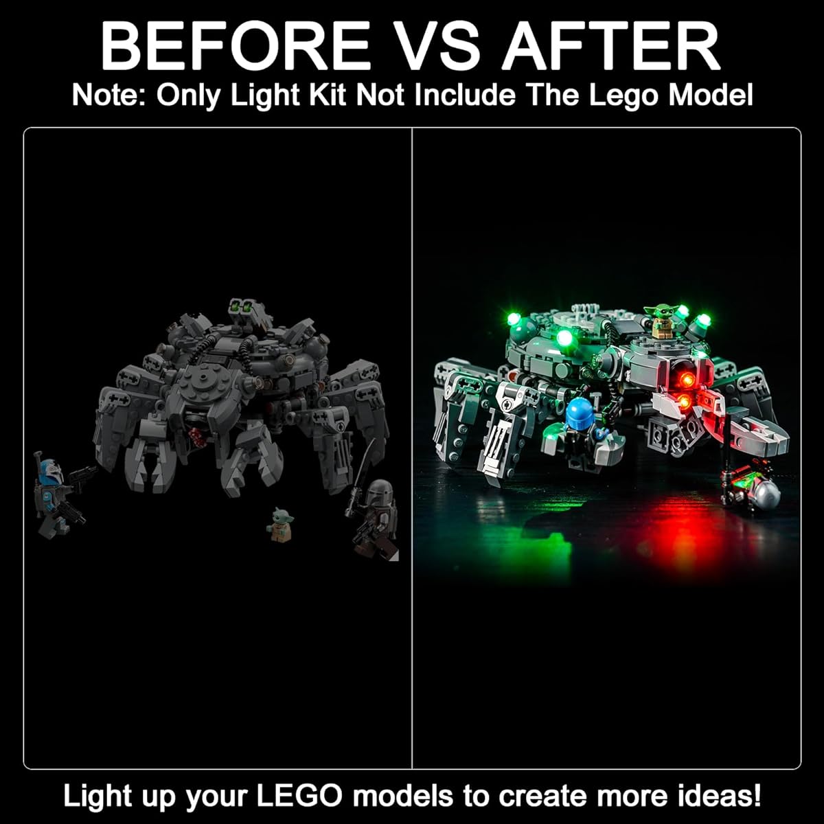 Hilighting Upgrade LED Light Kit for Lego Star Wars Spider Tank Building Set Compatible with Lego 75361 (Model Not Included)